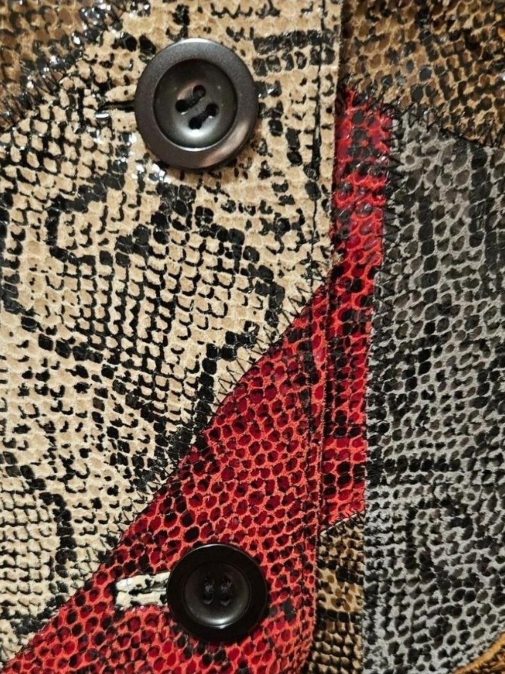 Bebe Multicolor Snake Patchwork Blazer - Red, Tan, Black & Cream - Picture 3 of 4